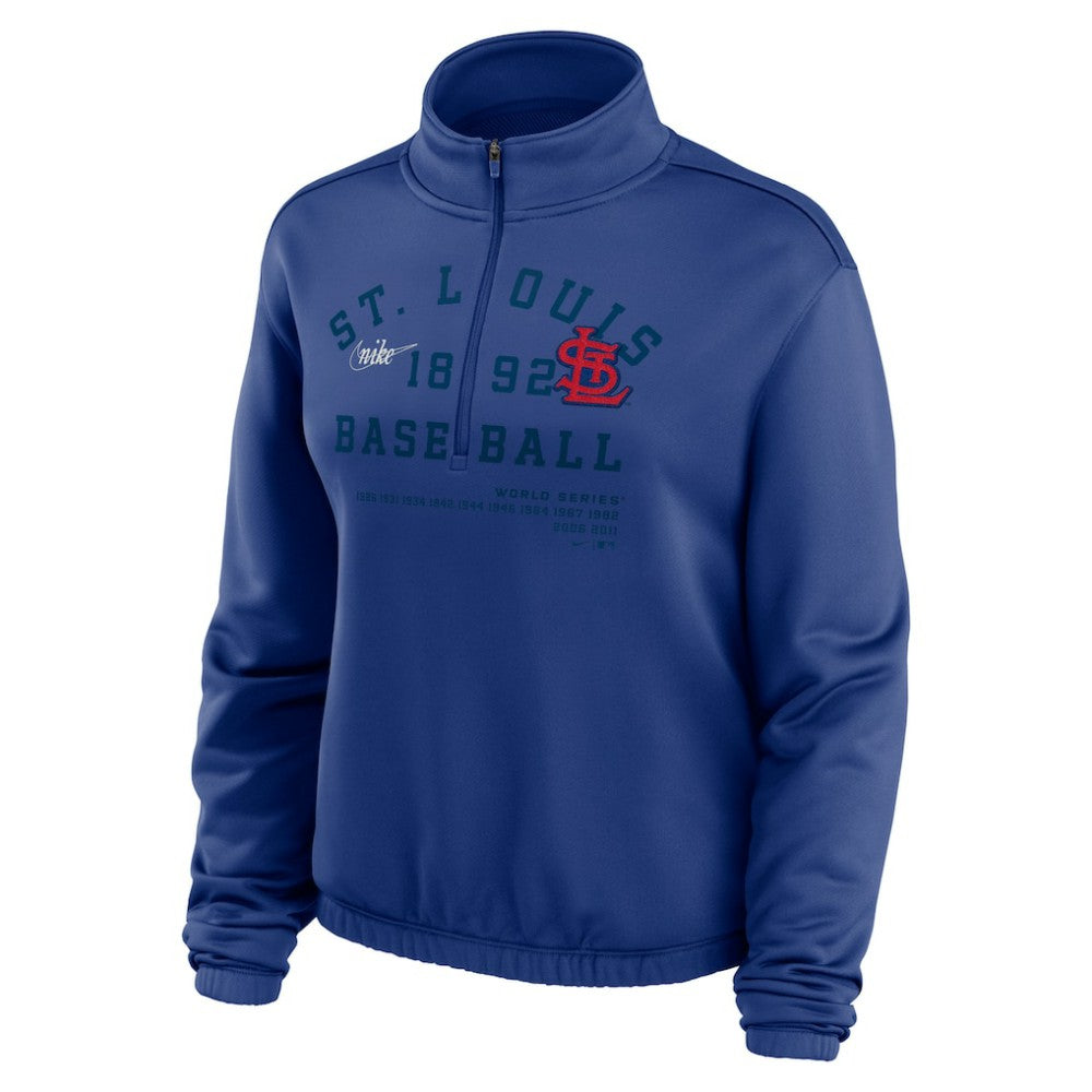 St. Louis Cardinals Nike Women's Rewind Splice Half-Zip Semi-Cropped Bubble Hem Sweatshirt | MLB Near me