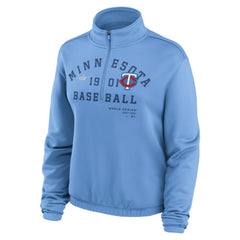 Minnesota Twins Nike Women's Rewind Splice Half-Zip Semi-Cropped Bubble Hem Sweatshirt | MLB Discount