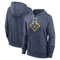 Milwaukee Brewers Nike Women's Diamond Icon Gym Vintage Lightweight Hooded Top | MLB Shop