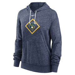 Milwaukee Brewers Nike Women's Diamond Icon Gym Vintage Lightweight Hooded Top | MLB Shop