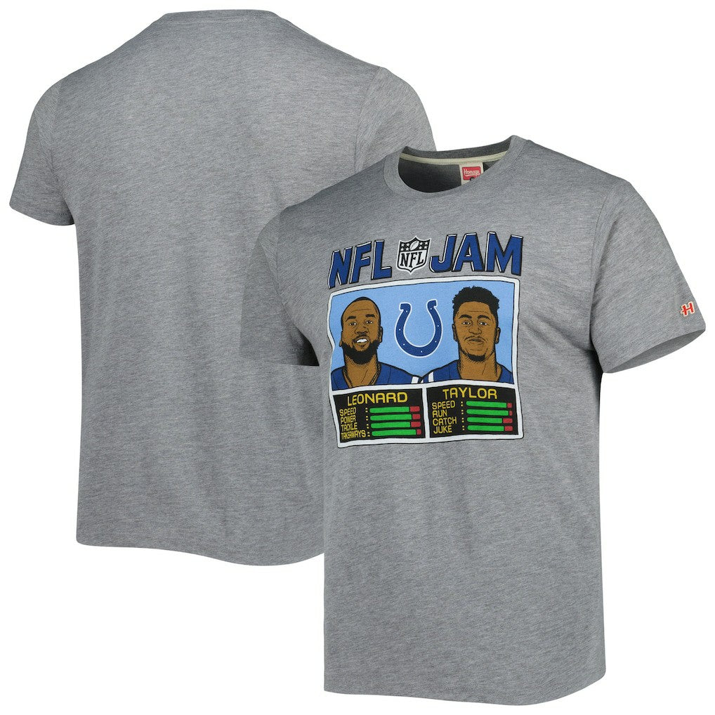 Indianapolis Colts  Jonathan Taylor & Shaquille Leonard  Homage Unisex NFL Jam Tri-Blend T-Shirt