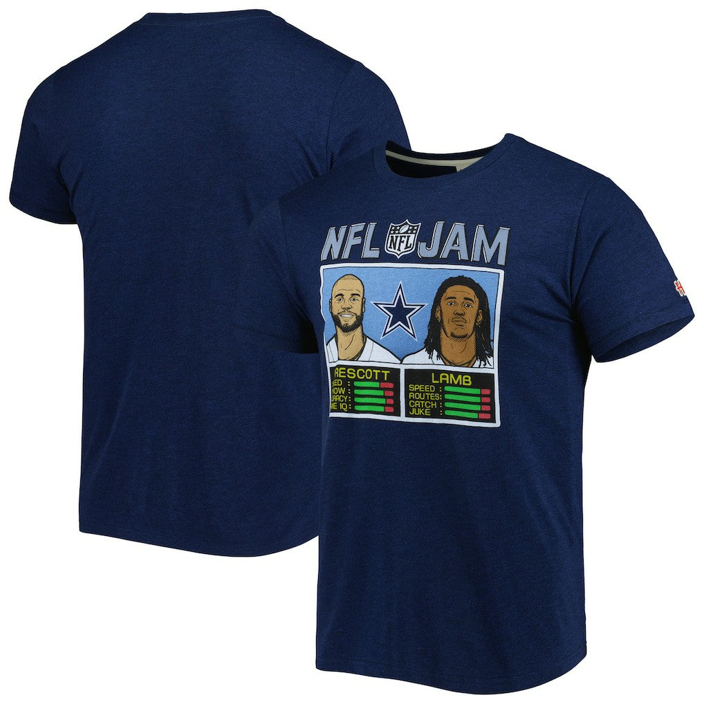 Dallas Cowboys  CeeDee Lamb & Dak Prescott  Homage Unisex NFL Jam Tri-Blend T-Shirt