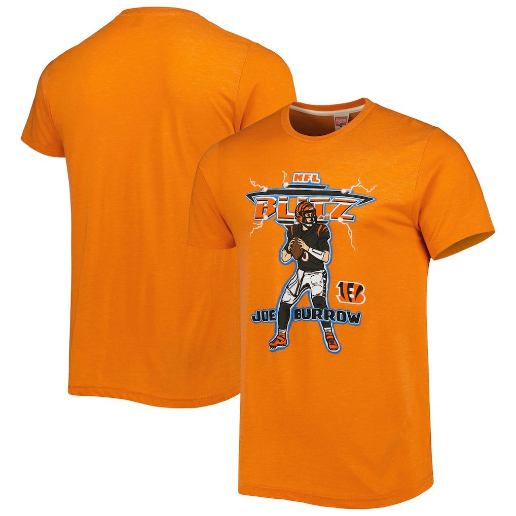 Cincinnati Bengals  Joe Burrow  Homage Unisex NFL Blitz Player Tri-Blend T-Shirt