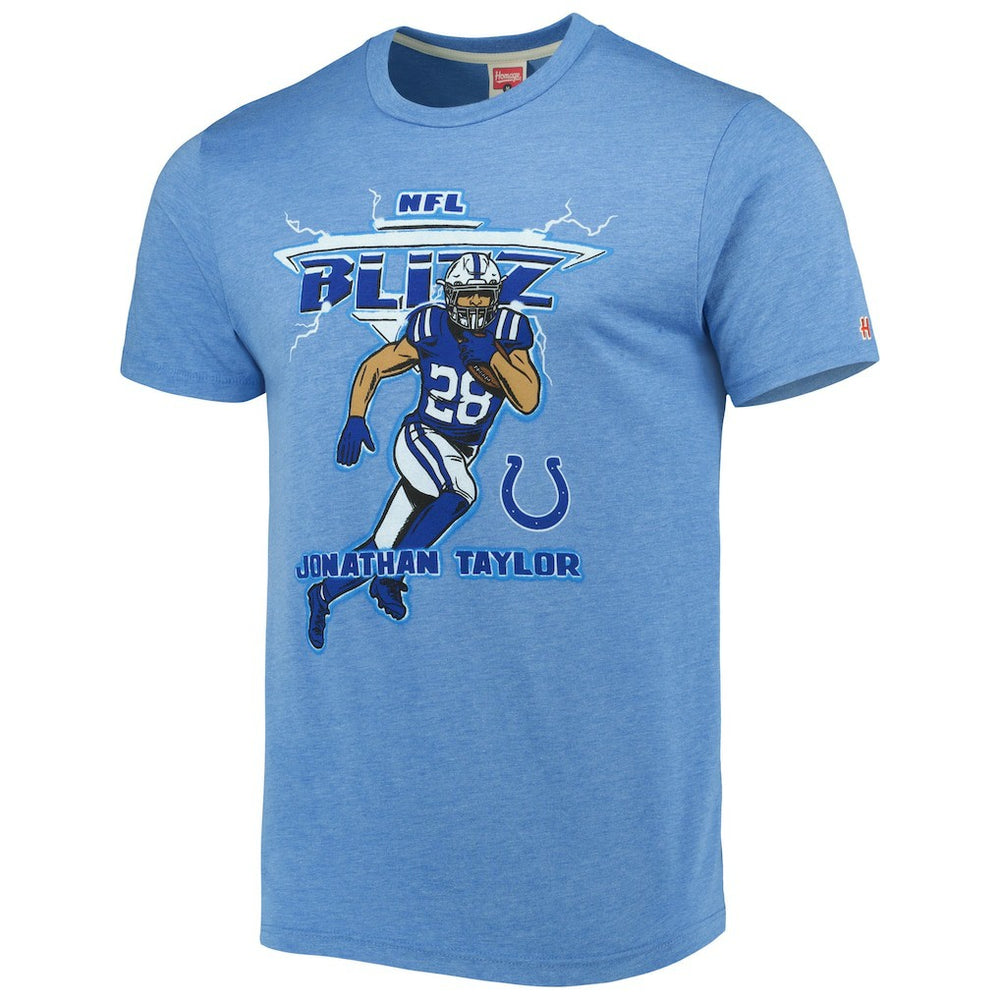 Indianapolis Colts  Jonathan Taylor  Homage Unisex NFL Blitz Player Tri-Blend T-Shirt