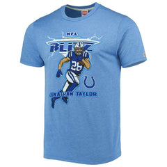 Indianapolis Colts  Jonathan Taylor  Homage Unisex NFL Blitz Player Tri-Blend T-Shirt