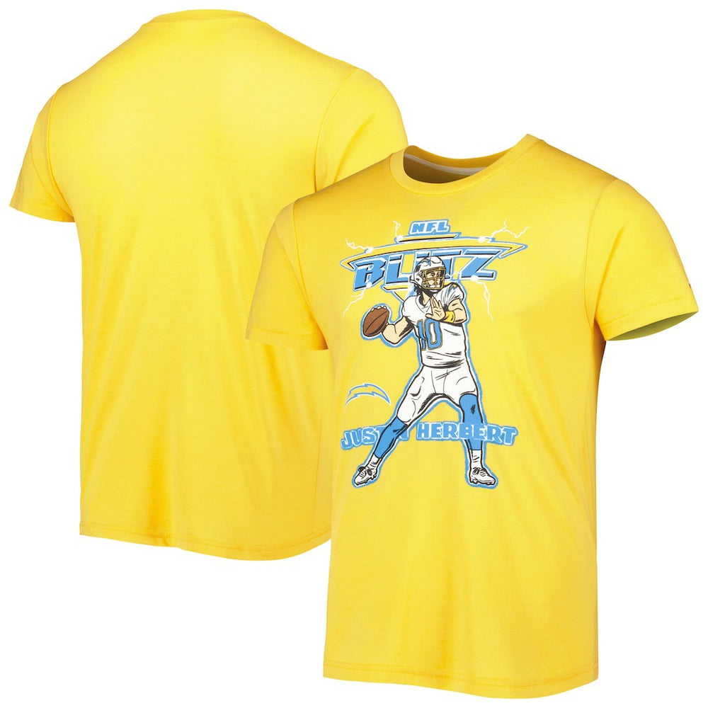 Los Angeles Chargers  Justin Herbert  Homage Unisex NFL Blitz Player Tri-Blend T-Shirt