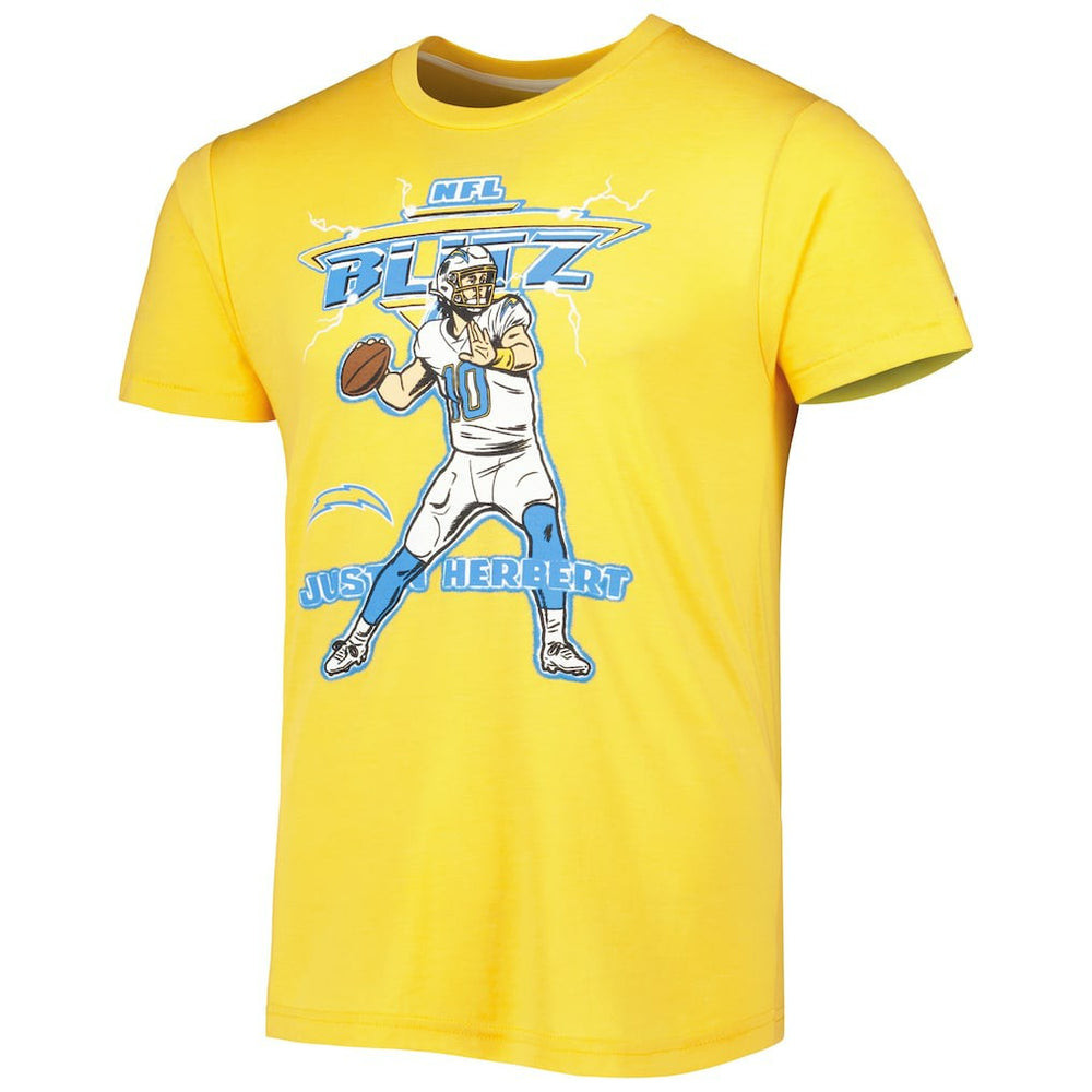 Los Angeles Chargers  Justin Herbert  Homage Unisex NFL Blitz Player Tri-Blend T-Shirt
