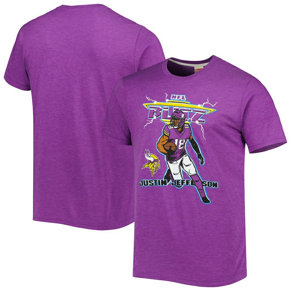 Minnesota Vikings  Justin Jefferson  Homage Unisex NFL Blitz Player Tri-Blend T-Shirt