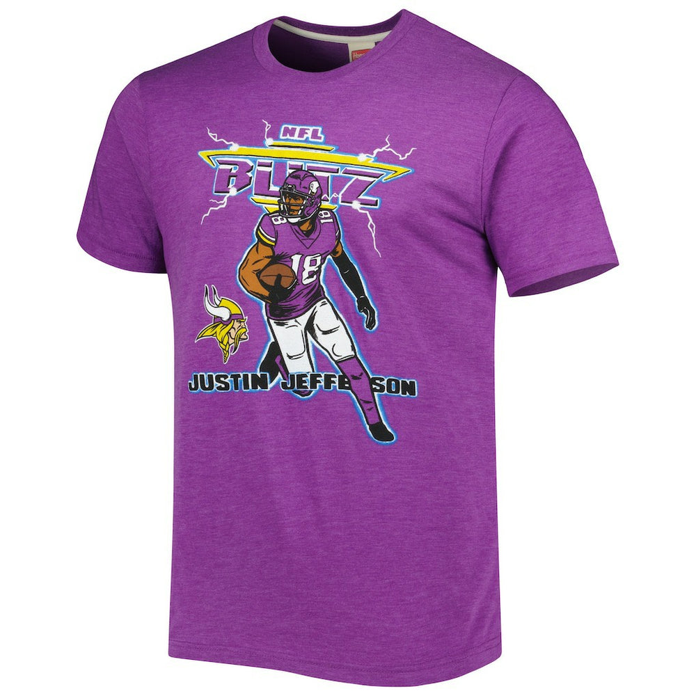Minnesota Vikings  Justin Jefferson  Homage Unisex NFL Blitz Player Tri-Blend T-Shirt