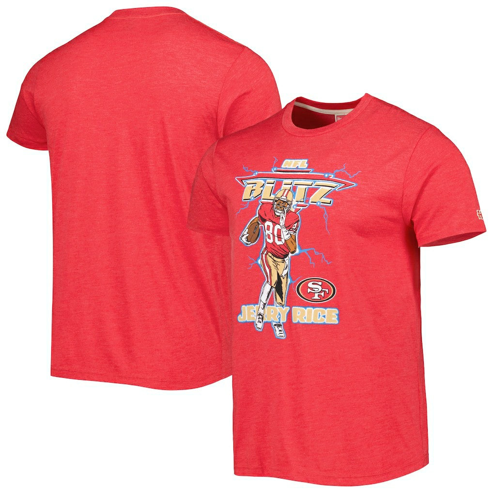 San Francisco 49ers  Jerry Rice  Homage Unisex NFL Blitz Retired Player Tri-Blend T-Shirt