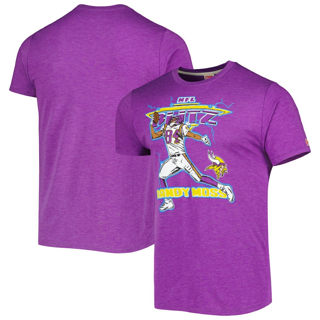 Minnesota Vikings  Randy Moss  Homage Unisex NFL Blitz Retired Player Tri-Blend T-Shirt
