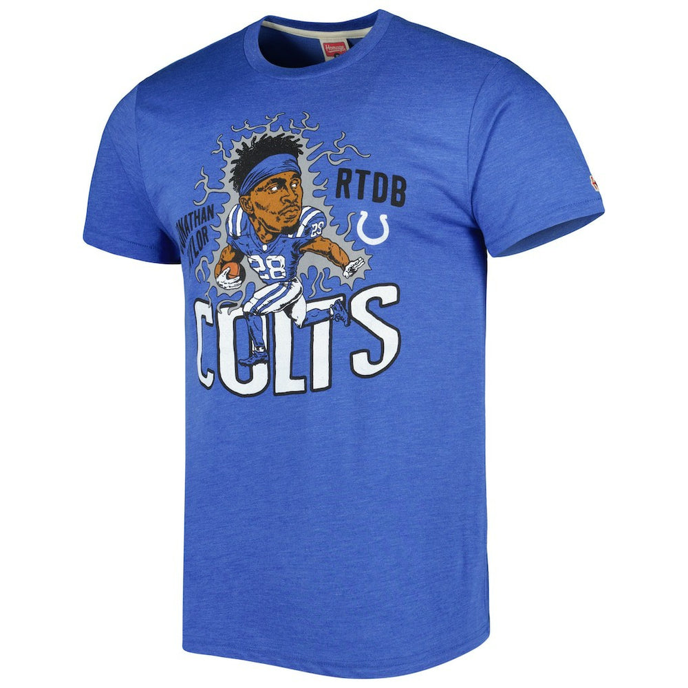 Indianapolis Colts  Jonathan Taylor  Homage Unisex Caricature Player Tri-Blend T-Shirt