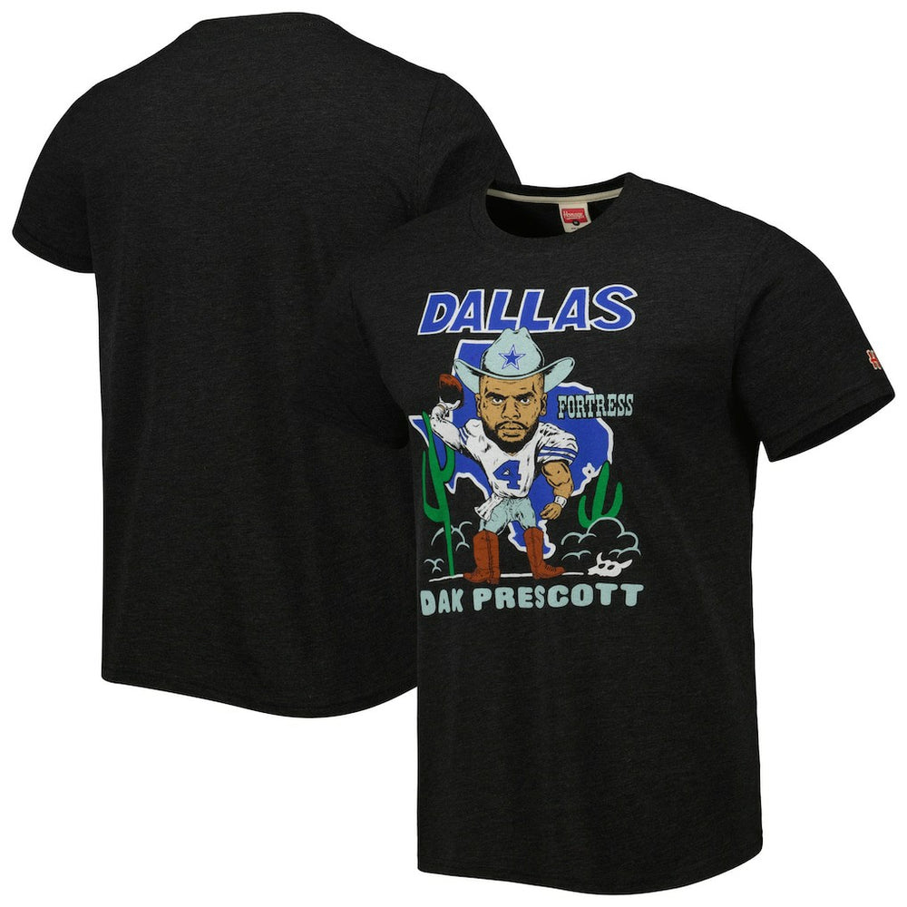 Dallas Cowboys  Dak Prescott  Homage Unisex Caricature Player Tri-Blend T-Shirt