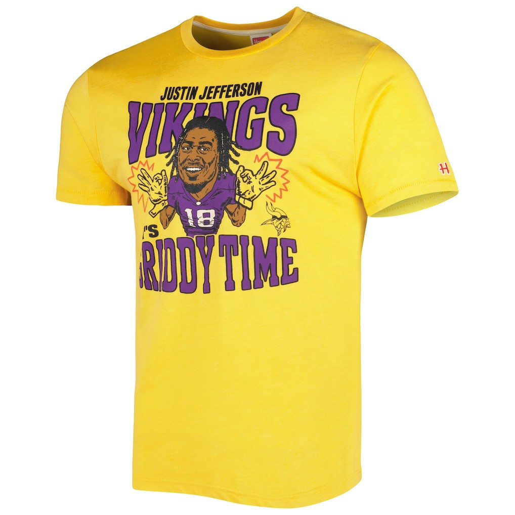 Minnesota Vikings  Justin Jefferson  Homage Unisex Caricature Player Tri-Blend T-Shirt