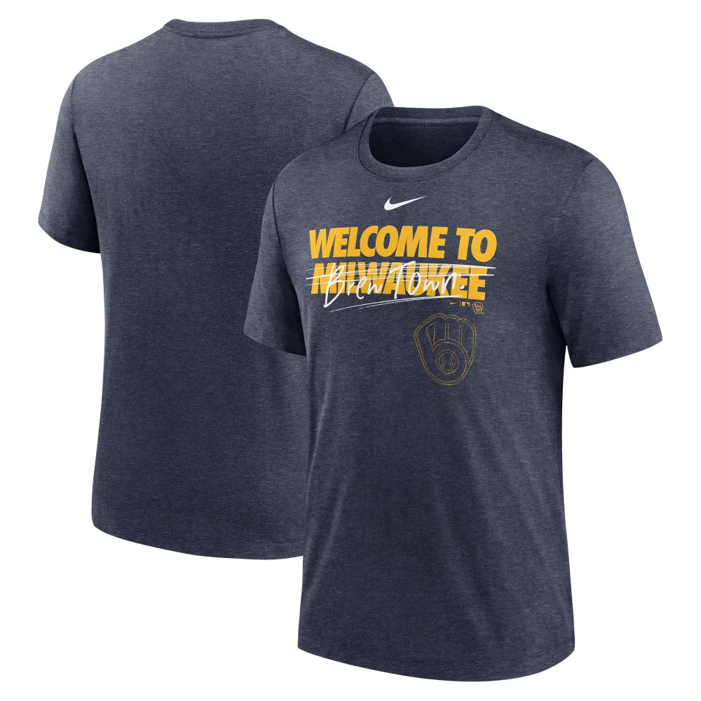 Milwaukee Brewers Nike Home Spin Tri-Blend T-Shirt | MLB US