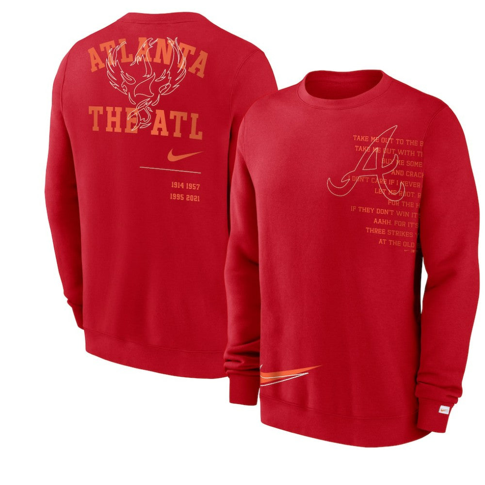 Atlanta Braves Nike Statement Ball Game Fleece Pullover Sweatshirt | MLB Sale