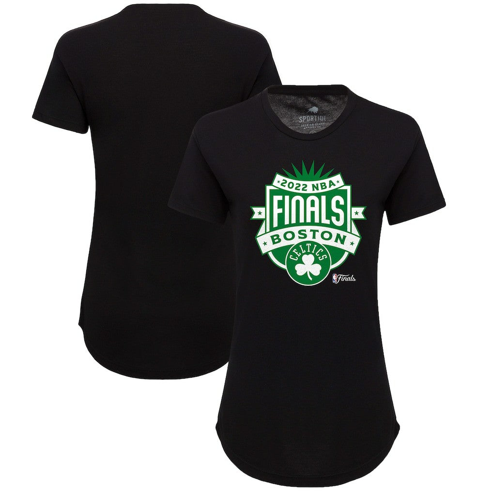 Boston Celtics Sportiqe Women's 2022 NBA Finals Crest Phoebe T-Shirt On Sale