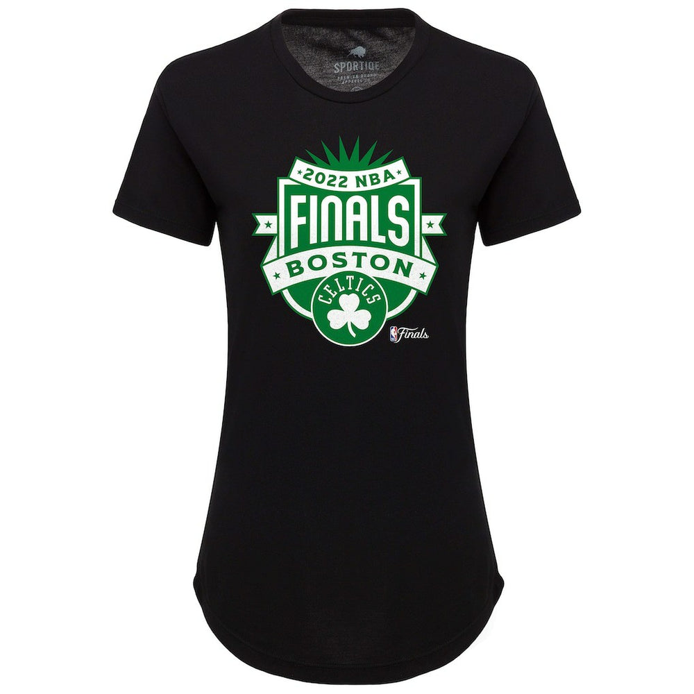 Boston Celtics Sportiqe Women's 2022 NBA Finals Crest Phoebe T-Shirt On Sale
