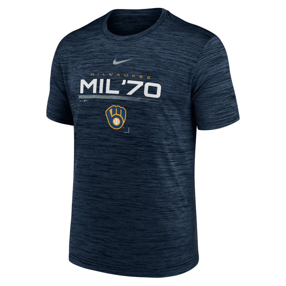Milwaukee Brewers Nike Wordmark Velocity Performance T-Shirt | MLB Shop