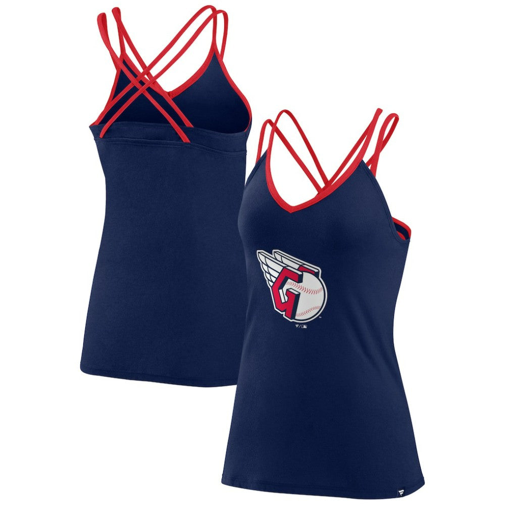 Cleveland Guardians Fanatics Women's Barrel It Up Cross Back V-Neck Tank Top | MLB Shop