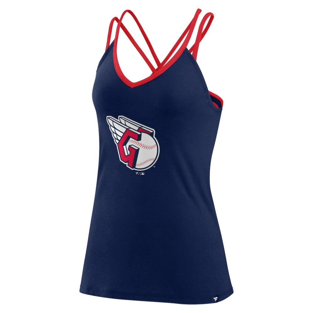 Cleveland Guardians Fanatics Women's Barrel It Up Cross Back V-Neck Tank Top | MLB Shop