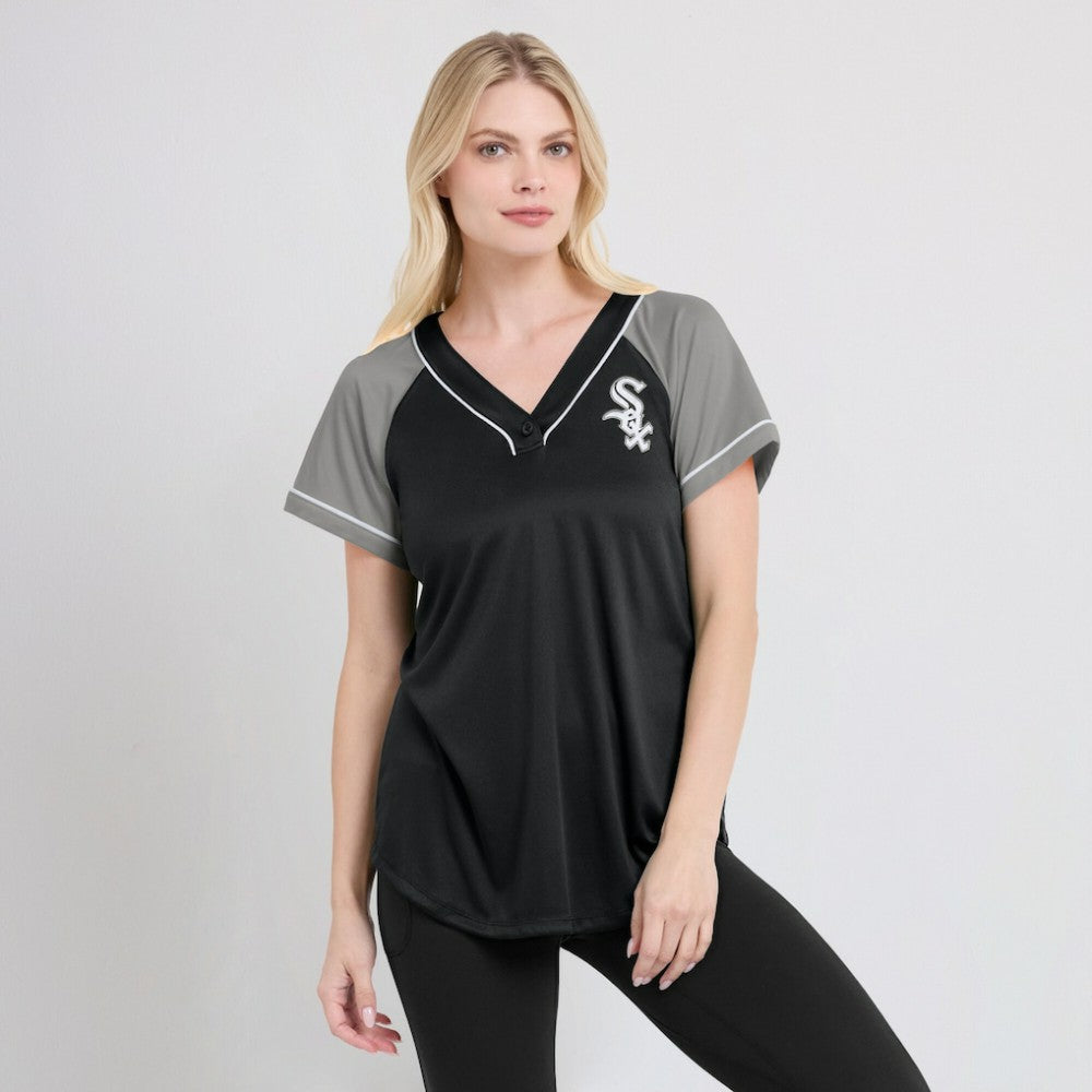 Chicago White Sox Fanatics Women's Ultimate Style Raglan V-Neck T-Shirt | MLB New