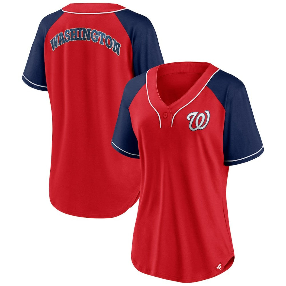 Washington Nationals Fanatics Women's Ultimate Style Raglan V-Neck T-Shirt | MLB Online