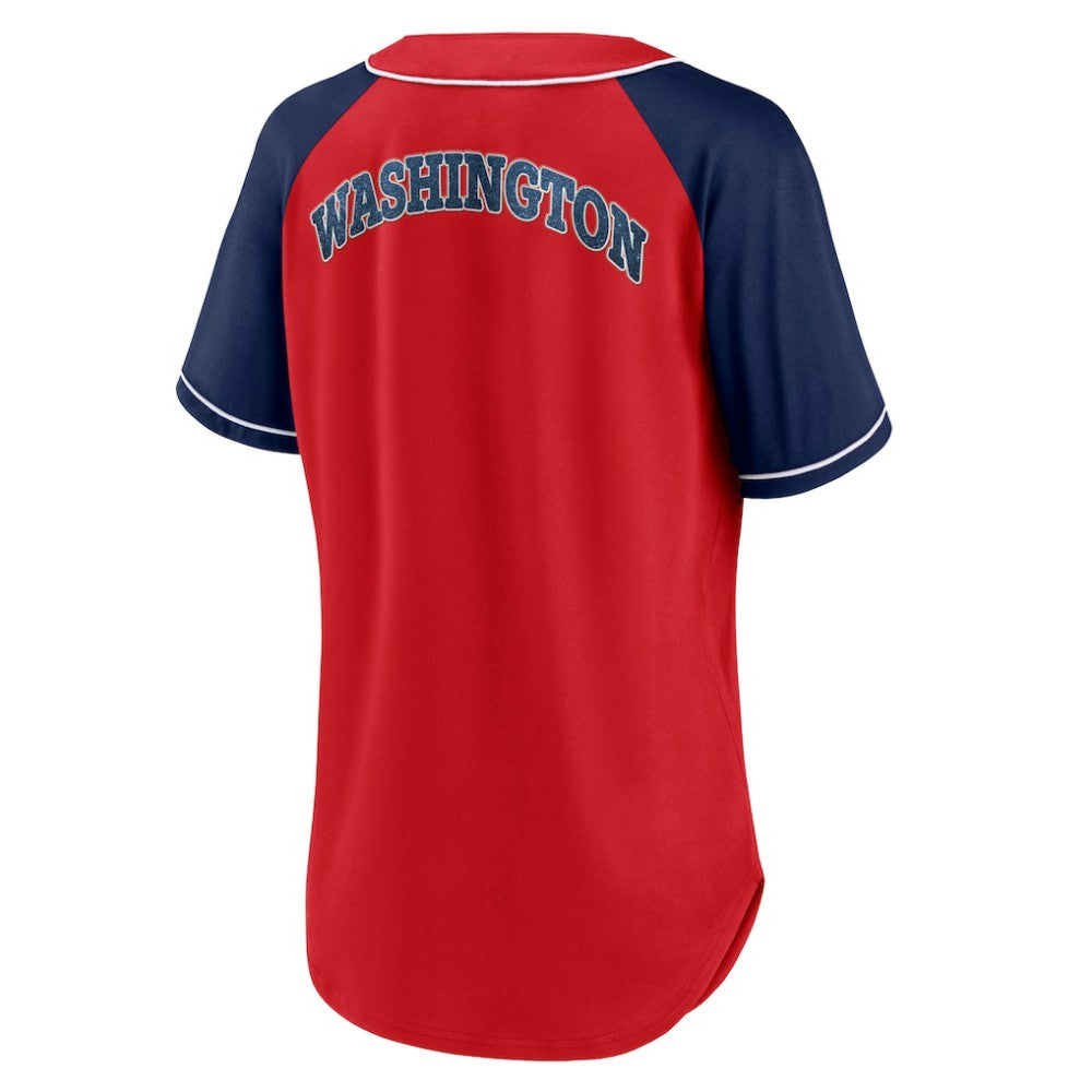 Washington Nationals Fanatics Women's Ultimate Style Raglan V-Neck T-Shirt | MLB Online