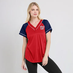 Washington Nationals Fanatics Women's Ultimate Style Raglan V-Neck T-Shirt | MLB Online