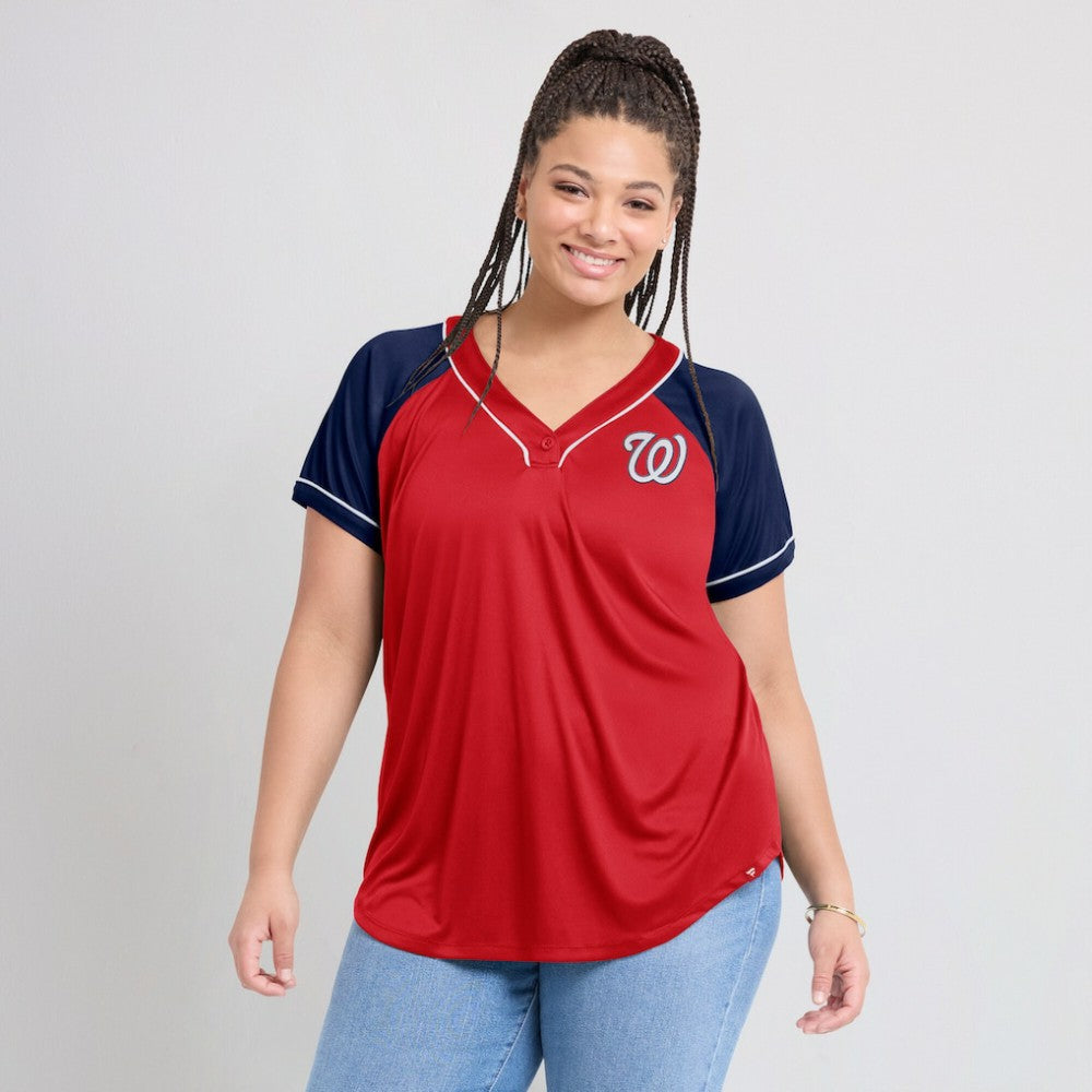 Washington Nationals Fanatics Women's Ultimate Style Raglan V-Neck T-Shirt | MLB Online