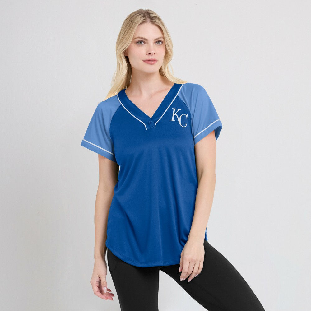 Kansas City Royals Fanatics Women's Ultimate Style Raglan V-Neck T-Shirt | MLB Online