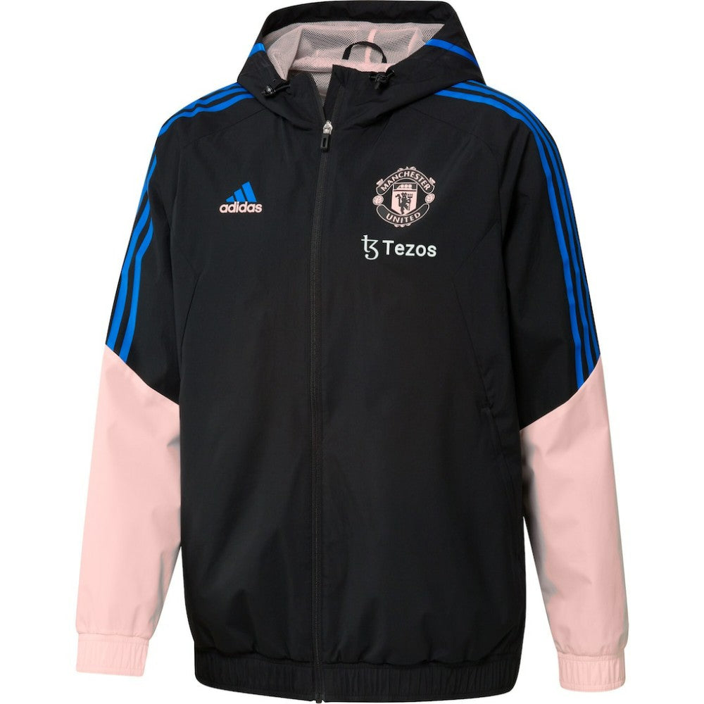 Manchester United Training All-Weather Raglan Full-Zip Hoodie Jacket Black - Adidas