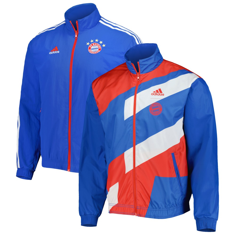 Bayern Munich 2022/23 On-Field Team Logo Anthem Reversible Full-Zip Jacket Blue - Adidas