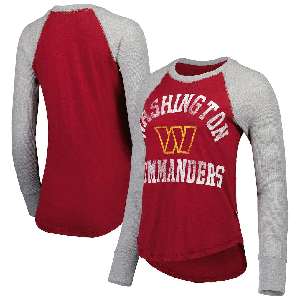 Washington Commanders  Touch Women's Waffle Raglan Lightweight Long Sleeve T-Shirt