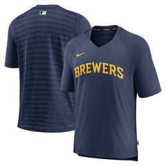 Milwaukee Brewers Nike Authentic Collection Pregame Raglan Performance V-Neck T-Shirt | MLB US