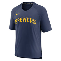 Milwaukee Brewers Nike Authentic Collection Pregame Raglan Performance V-Neck T-Shirt | MLB US