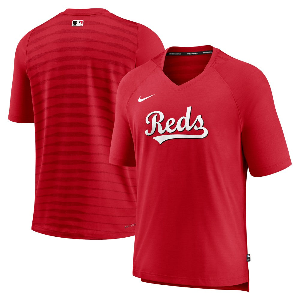Cincinnati Reds Nike Authentic Collection Pregame Raglan Performance V-Neck T-Shirt | MLB New