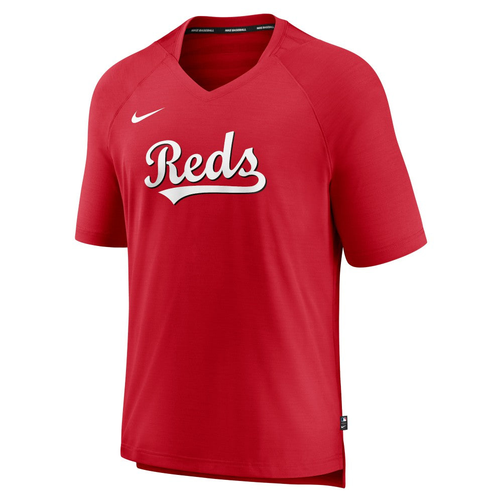 Cincinnati Reds Nike Authentic Collection Pregame Raglan Performance V-Neck T-Shirt | MLB New