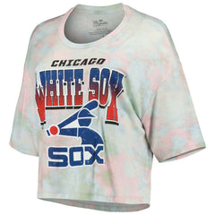 Chicago White Sox Majestic Threads Women's Cooperstown Collection Tie-Dye Boxy Cropped Tri-Blend T-Shirt | MLB Sale