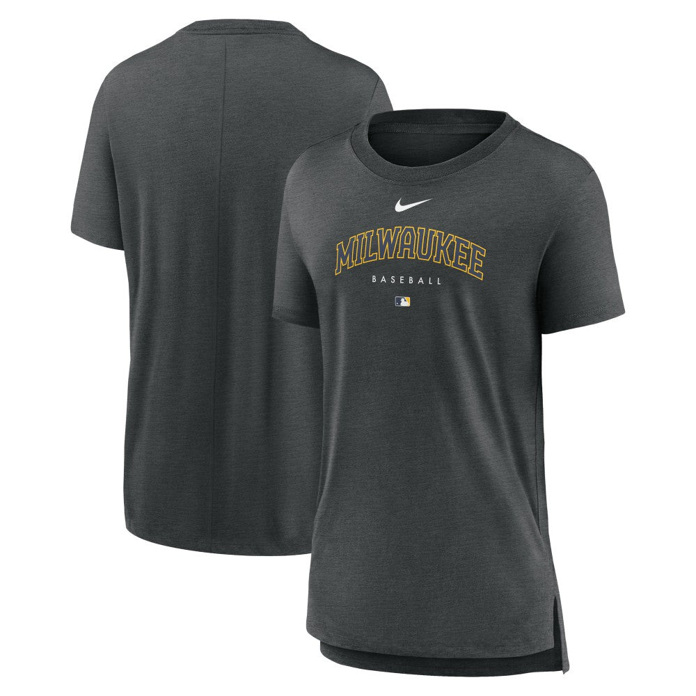 Milwaukee Brewers Nike Women's Authentic Collection Early Work Tri-Blend T-Shirt | MLB On Sale