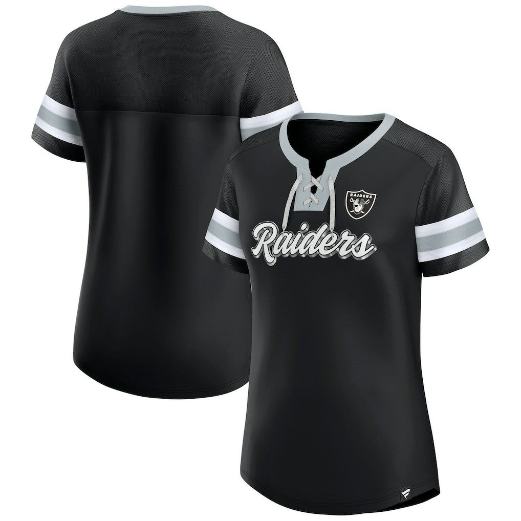 Las Vegas Raiders Fanatics Women's Plus Size Original State Lace-Up T-Shirt