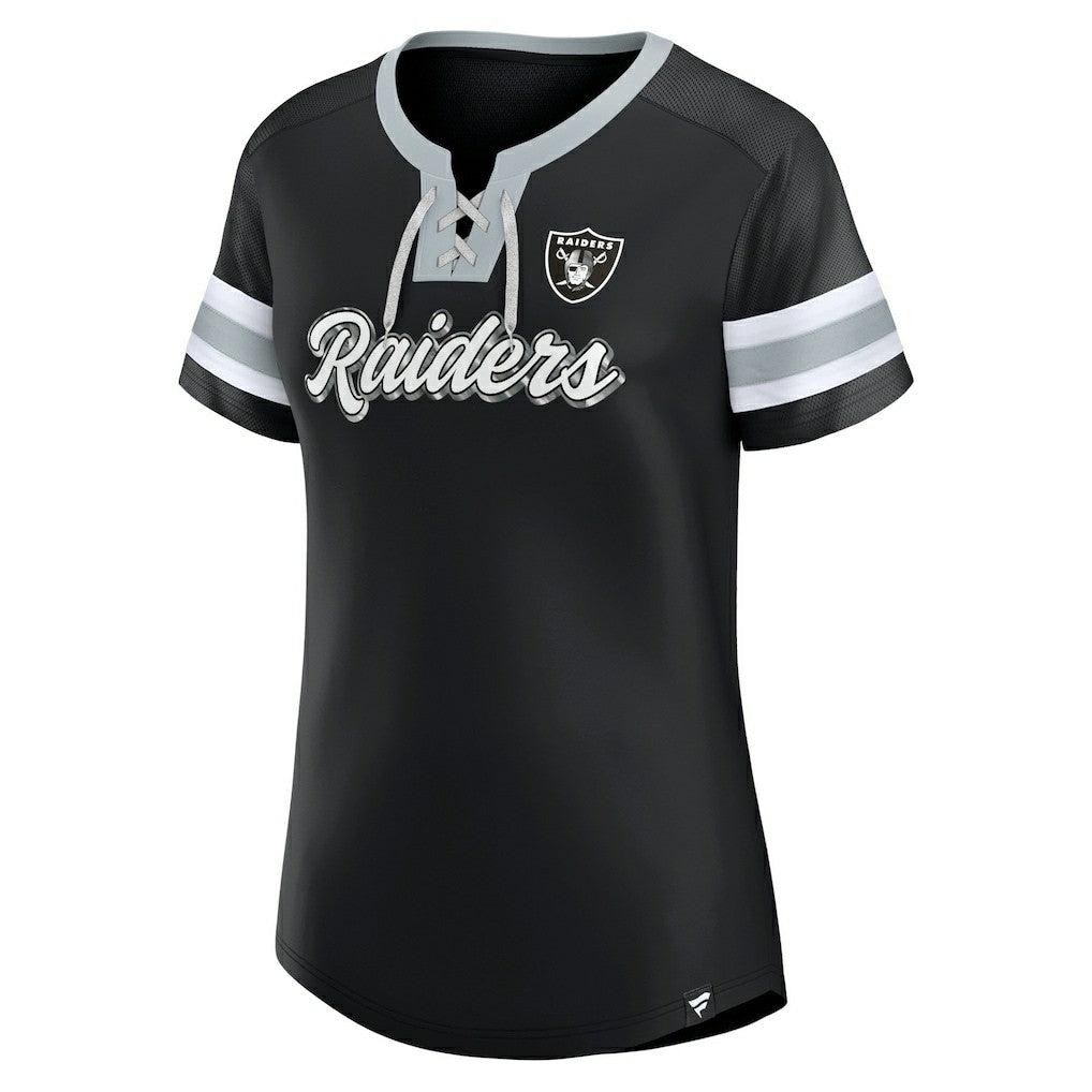 Las Vegas Raiders Fanatics Women's Plus Size Original State Lace-Up T-Shirt