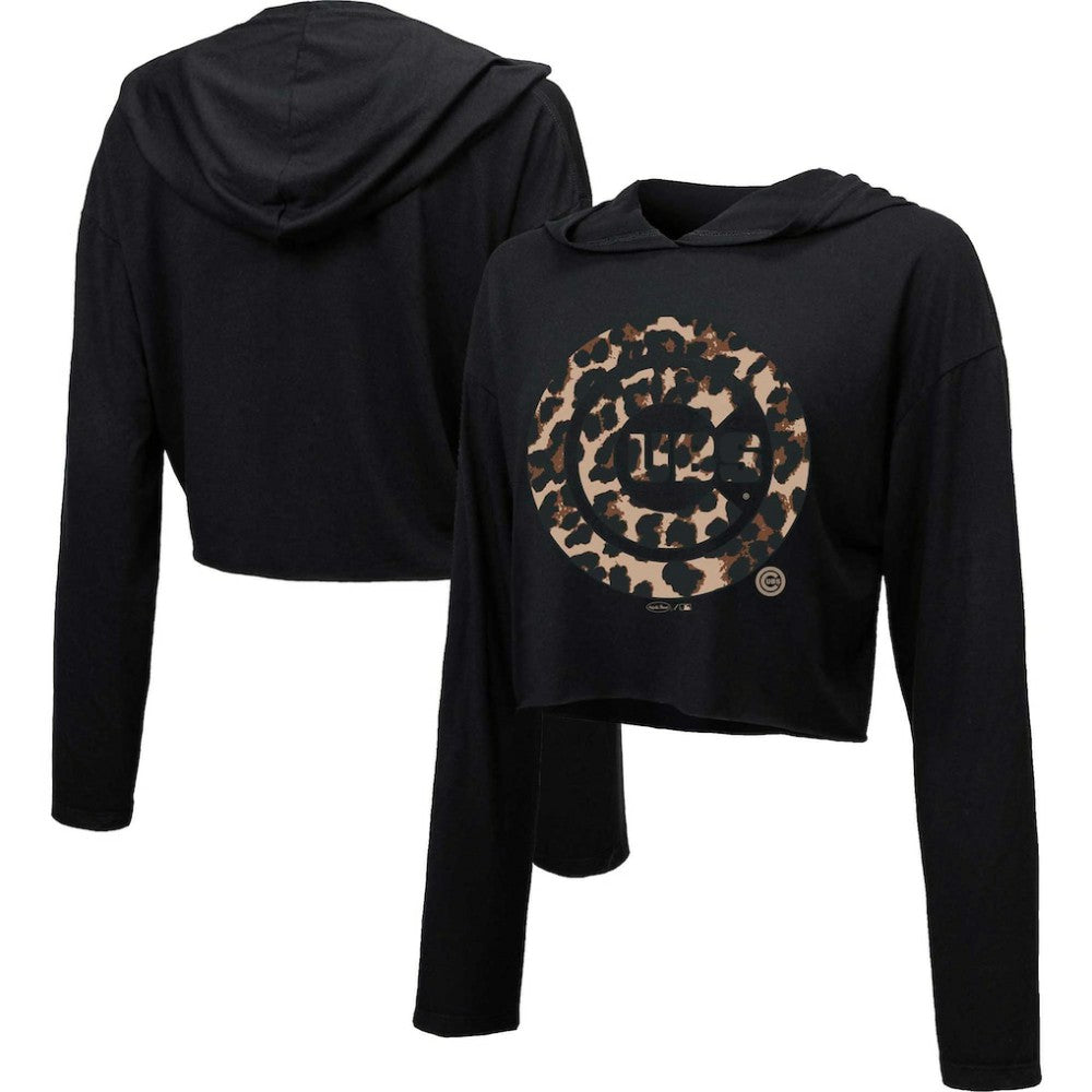 Chicago Cubs Majestic Threads Women's Leopard Cropped Hoodie | MLB Online