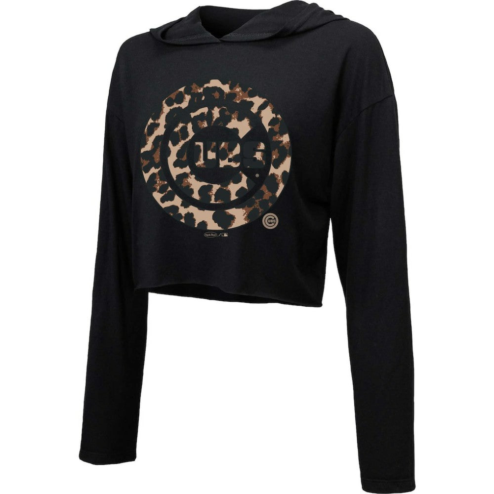 Chicago Cubs Majestic Threads Women's Leopard Cropped Hoodie | MLB Online