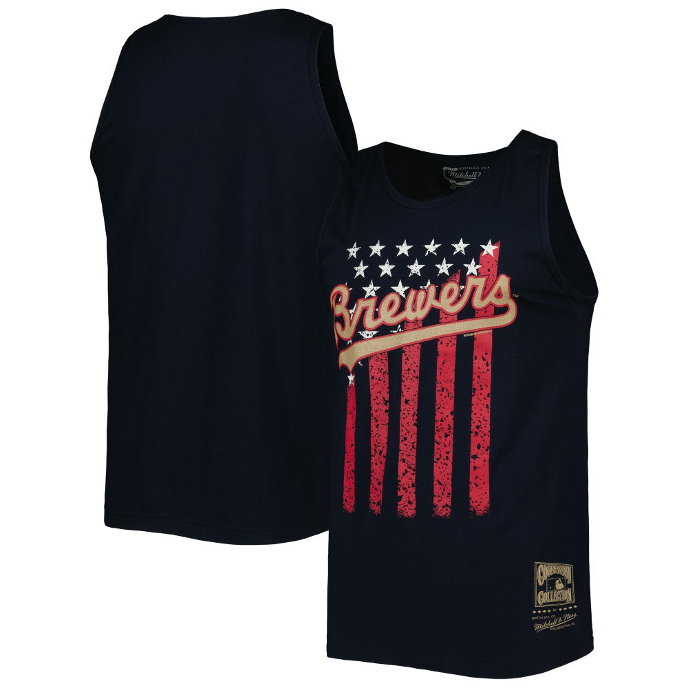 Milwaukee Brewers Mitchell & Ness Cooperstown Collection Stars and Stripes Tank Top | MLB Shop