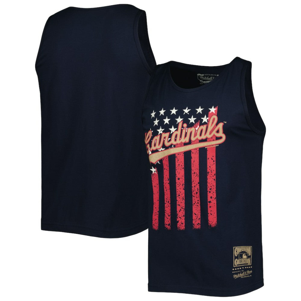 St. Louis Cardinals Mitchell & Ness Cooperstown Collection Stars and Stripes Tank Top | MLB Shop