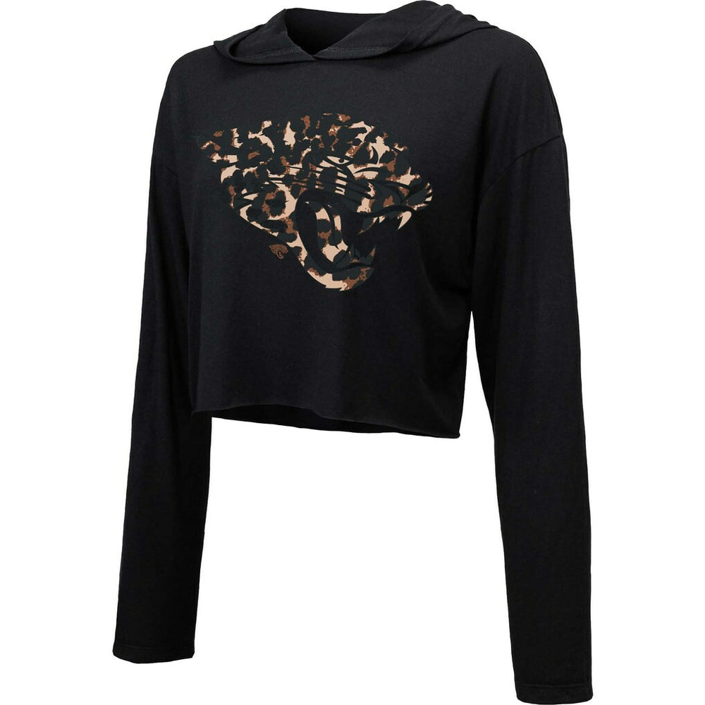 Jacksonville Jaguars  Majestic Threads Women's Leopard Cropped Pullover Hoodie