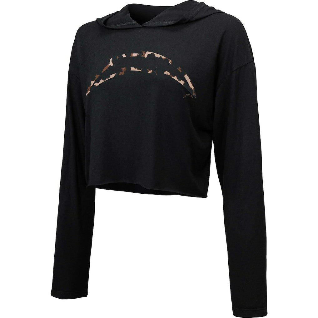 Los Angeles Chargers  Majestic Threads Women's Leopard Cropped Pullover Hoodie