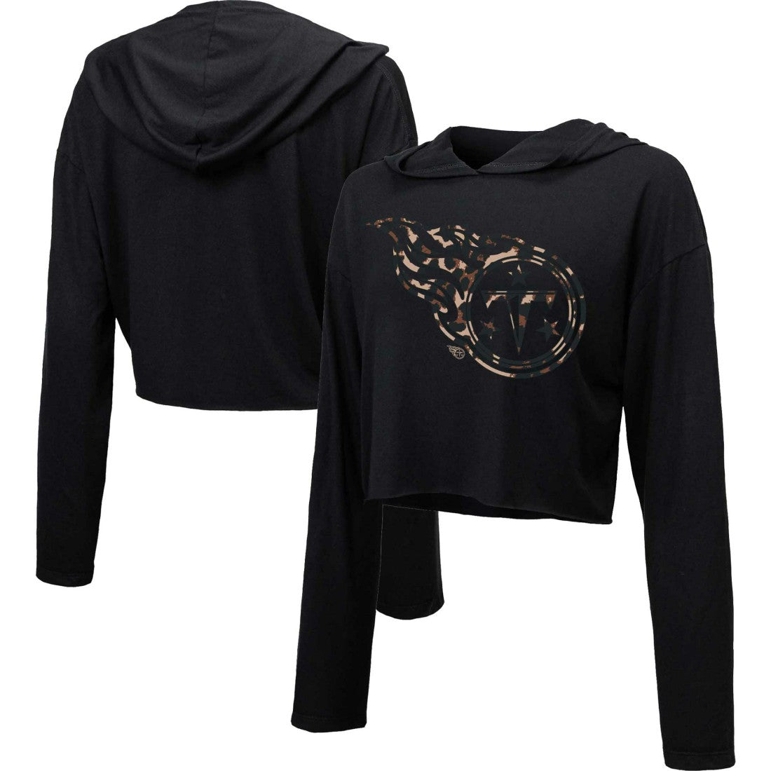 Tennessee Titans  Majestic Threads Women's Leopard Cropped Pullover Hoodie