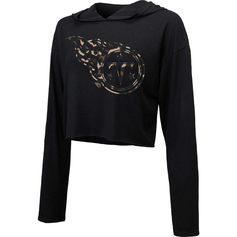 Tennessee Titans  Majestic Threads Women's Leopard Cropped Pullover Hoodie